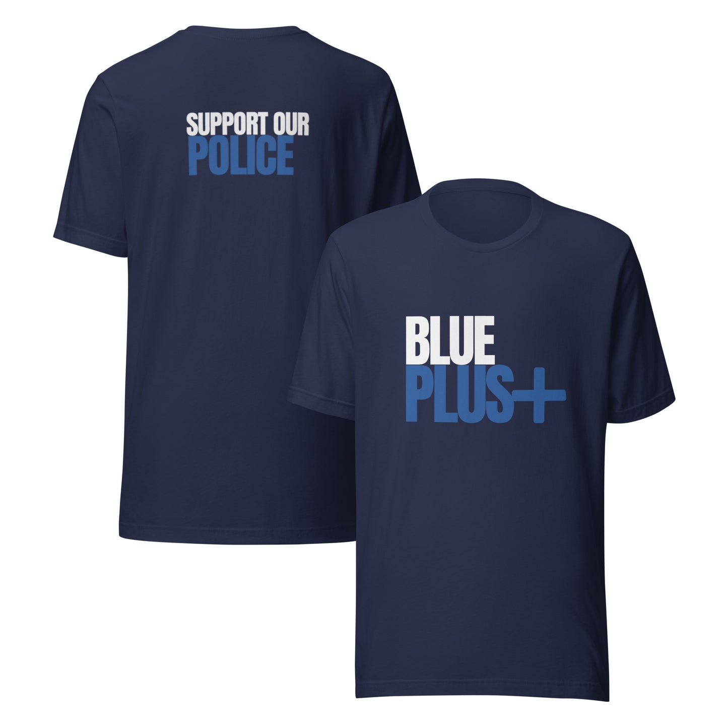  Blue Plus Support Our Police Tee - Navy-Front and Back View
